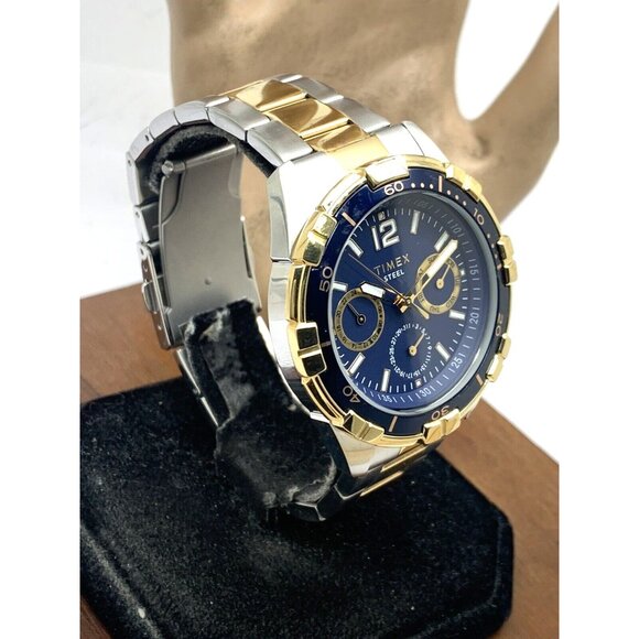 Timex Men's Watch TW2T50700 Quartz Blue Dial Two Tone Stainless Steel 44mm - Picture 13 of 13